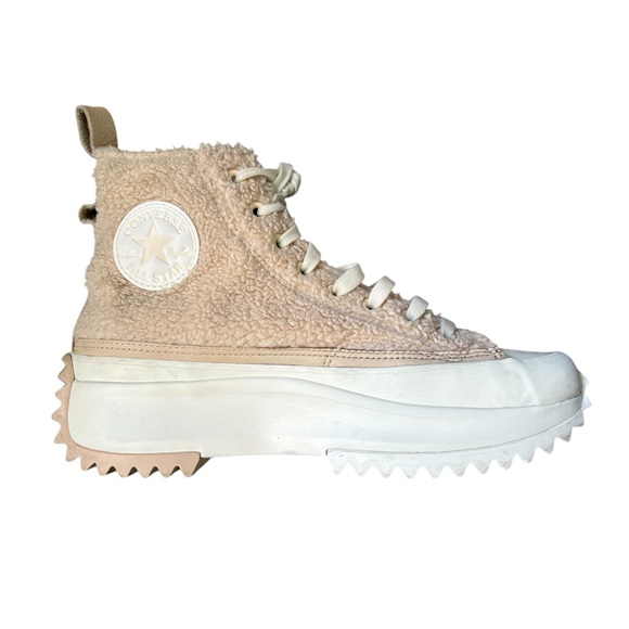 Converse Run Star Hike Hi Sherpa Farro Platform Sneakers Beige A04258C Sz 8.5 - Picture 12 of 15
